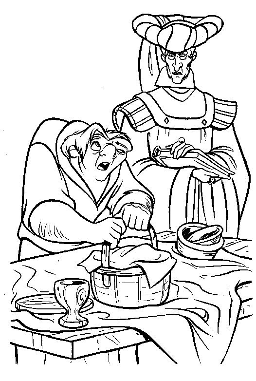 coloriage quasimodo prepare le repas de frodon